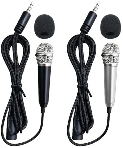 JTMKYO 2-Piece Mini Microphones, Karaoke & Mobile Phone Microphones, Wired, Suitable for Mobile Phones and Laptops