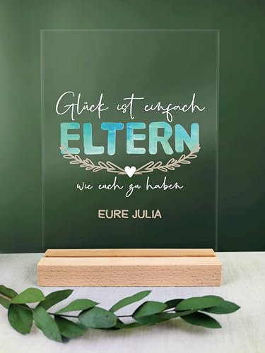 Eltern Geschenk personalisiert - Acryl Geschenk - Geburtstagsgeschenk für Eltern, Geschenke für Mama und Papa