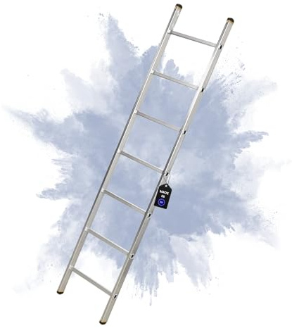 PROREGAL Sprossen-Anlegeleiter Atlas | ohne Traverse | 7 Sprossen | Arbeitshöhe 2,95m | Traglast 150kg | Alu Leiter Haushaltsleiter Arbeitsleiter Steigleiter