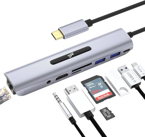 8 Port in 1 USB C Hub Type C Hub with Ethernet Port,4K USB C to 4K, USB 3.0/2.0 Ports,SD/TF Card Reader,100W Power Delivery,3.5mm Audio Jack,for Windows,Mac OS, Surface Pro,More USB-C Laptops