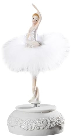 KEALBAUS Figura de Caja de MúSica Giratoria con Falda de Plumas, Caja Musical de NiñA Bailarina con Control Manual para NiñAs,