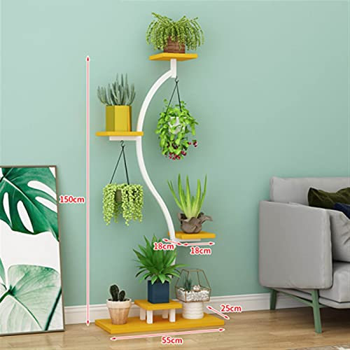 Blume Stehen Garten Balkon Blume Regal Hause Wohnzimmer Multi-Layer-Boden-Pflanze Regale(Farbe : Weiß Und Schwarz) (Weiß Und Rein )