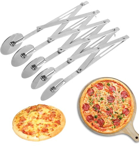 5/7 Wheel Dough Cutter, Wheel Expandable Pizza Slicer, Stainless Steel Cutter Multi-Round Baking Dough Divider Roller Cookie Dough Cutter Divider for Kitchen Baking Pizza Bread Cakes(5 Wheels)