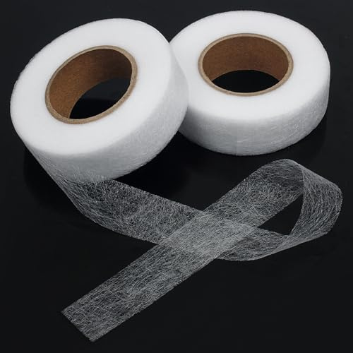 XYGK 25 Meters Hemming Tape 2 Packs, Iron On Hemming Tape Roll, 2cm Wide No Sewing Hem Tape, Adhesive Fabric Fusing Tape for Trousers Clothes Curtains (25 Meters)