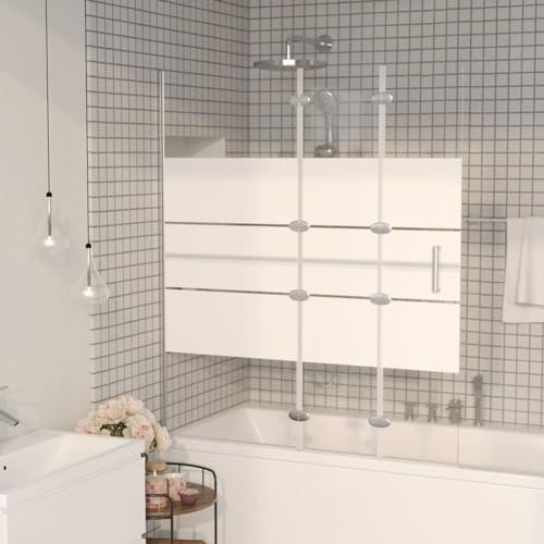 ZEYUAN Faltbare Duschkabine ESG, Duschabtrennung, Schiebetür Dusche, Duschwanddichtung, Duschkabinen Ersatzteile, Dusche Eckeinstieg, 120x140 cm Weiß