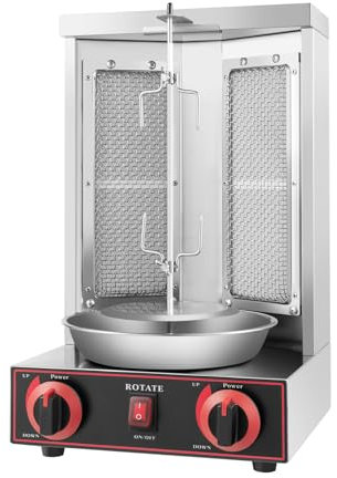 Gas Grill Machine 3000W Küchenherd Mit 2 Brennern Für Die Küche Outdoor Picknick Gasvertikalgrill (Silber)