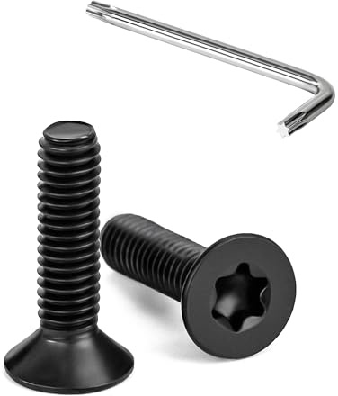 Tunejoy Vis à Tête Fraisée Torx M4 x 16 mm Noir Vis à Six Pans Creux en Acier Inoxydable A2 V2A à Tête Fraisée Métaux avec Clé T20 Filetage Complet 20 Pièces