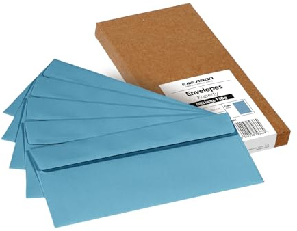 Emerson Briefumschläge bunte postkarten blanko DIN lang (25 Stück) Kuvert, blanko karten zum selbstgestalten, Grußkarten ohne Fenster, Grußkarten, Hochzeitseinladungskarten- 130g 220x110 mm - Blau