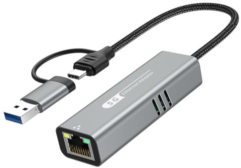 Suoumwa Adaptador Ethernet USB 3.2 A 5 Gbps RTL8157 Convertidor de Red RJ45 de 5000 Mbps para Computadora Portátil Compatible con para 5G, 2.5G, 1G, 100 Mbps