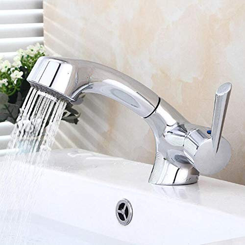 Waschtisch-Mischbatterie mit herausziehbarer Brause, Badezimmer-Wasserhähne, Messing, multifunktionaler Warm- und Kalt-Badezimmer-Wasserhahn, Unterbauwaschbecken mit Dusche