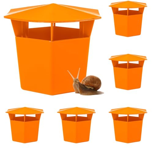 Schneckenfalle Starter Set Falle Garten & Lockmittel, Schneckenkragen, Schneckenschutz, Schneckenzaun, Schneckenschutzringe, Sichere Saubere und Hocheffiziente Schneckenbekämpfung (6 Stück Orange)