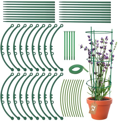 Pflanzenstützen mit Klettverschluss, Kabelbinder und Drähten – Pflanzenständer für natürliche Pflanzen im Innen- und Außenbereich, Verwendung als Monstera-Rankhilfe für Tomaten, Jasmin und Gartentöpfe
