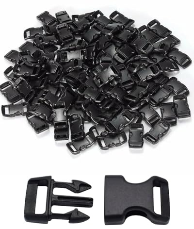JIPUKE 50 Pack 3/8 Inch Paracord Bracelet Buckles Clips, Quick Side Release, Collar Buckle Dual Adjustable No Sewing for Backpack Repairing, Luggage Fastening Strap Pet Collar