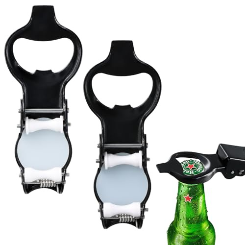 Anseom 2 Stück Flaschenöffner, Edelstahl Flaschenöffner Flaschenverschluss Bierflaschen Tragbare Bierflaschenöffner Klappbarer Bieröffner Flaschenkappenöffner für Home Bar Camping Outdoor (Schwarz)