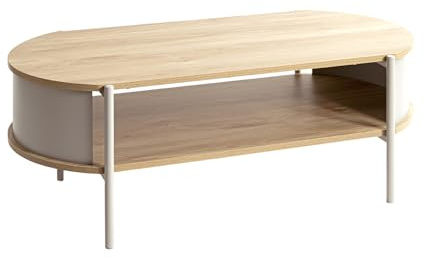 HAKU Möbel soffbord, ek, grå (naturek; kashmirgrå), metall, spånskiva – mått: B 100 x H 37 x D 54 cm, stil: modern