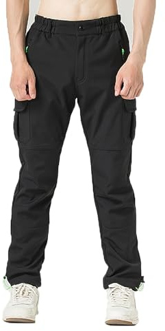 TONY BACKER Pantaloni da Trekking Uomo Escursionismo Multistasche shoftshell Impermeabile Invernali 1012 (IT, Testo, L, Regular, Regular, Nero)