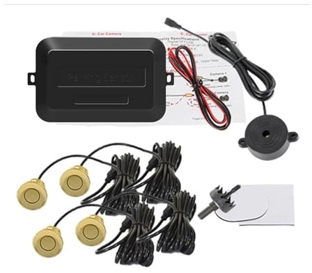 Sensori Di Parcheggio Kit Sensore Parcheggio Radar Retromarcia Posteriore Per Auto Indicatore Avviso Sonoro Backup Sonda 22 Mm 12 V 8 Colori 4(Oro)