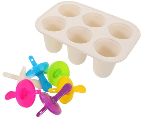 jojofuny Moule à Glace 6 Compartiments avec Couvercle Bac à Glaçons Réutilisable en Plastique Blanc Démoulage Facile pour Préparation de Glaces Maison Desserts D’Été et Aliments pour