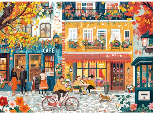 HUADADA 500 Piece Jigsaw Puzzles for Adults Puzzle game 500 piece difficult jigsaw puzzles for adults Family Decoration Puzzle-Romantic Street(No partitioned areas on the back)