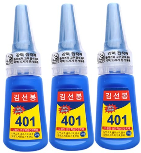 Colle 401 3 pièces Super colle polyvalente adhésif instantané haute résistance séchage rapide et faible blanchiment adhésif de réparation pour céramique plastique bo