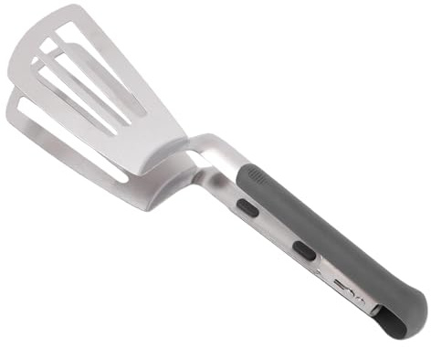 SIXRUN Spatule à Pince pour Barbecue, Pince à Poisson en Acier Inoxydable, à Gril 2 en 1, 33 X 9,3 Cm, avec Poignée Antidérapante, Boucle de Suspension pour Barbecue, Cuisson, Friture
