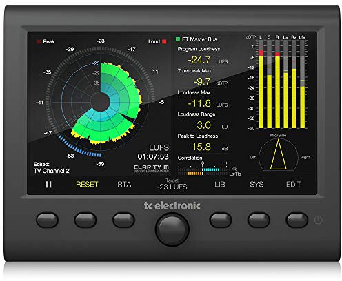 TC Electronic CLARITY M V2 Stereo- und 5.1-Audio-Lautstärkemesser mit hochauflösendem 7-Zoll-Display und USB-Anschluss für Plug-In-Messung