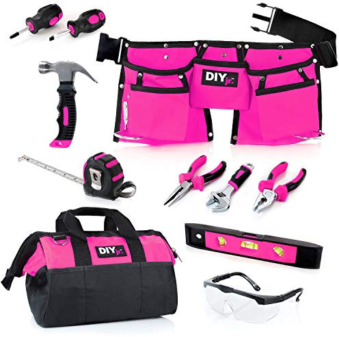 DIY Jr. My First Pink Tool Set - Real Child-Sized Tools for Girls with Toolbelt
