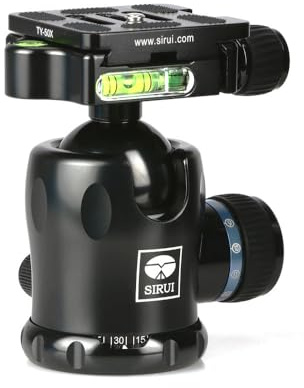 SIRUI AM-01 Rótula de Bola de trípode de Aluminio con rótula panorámica giratoria de 360 ° con Placa de liberación rápida Arca Swiss y Nivel de Burbuja, Capacidad de Carga de hasta 20 kg