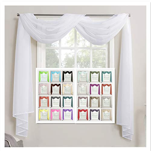 Megachest TAILORED VOILE WINDOW SCARF PELMET (snow white, 56X197X1 Panel)