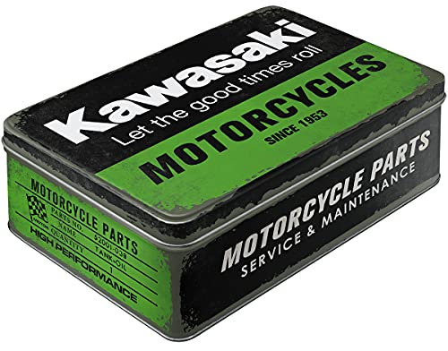 Nostalgic-Art Boîte rétro Plat, Kawasaki – Motorcycles – Idée de Cadeau pour Fans de Moto, Récipient avec Couvercle, Design Vintage, 2,5 l