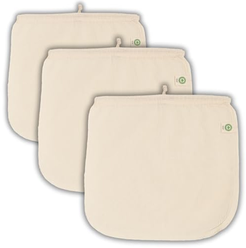 Reusable Nut Milk Bags for Straining - Unbleached Cotton Almond Milk Bags - BPA-Free Oat Milk Strainer Bags - Washable Juice Filtration Bags (Set of 3 X-Large - 14x12)