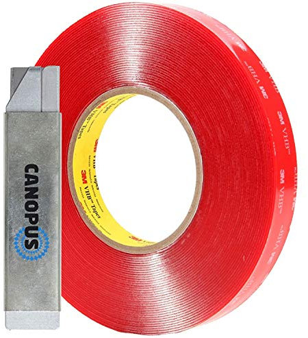 CANOPUS Profi Doppelseitiges Klebeband Extra Stark, Transparent Wasserdicht 4910 (6,35mm x 4,5m), Schwerlast Klebeband, Montageklebeband für LED-Streifen, Wohnkultur, Wohnkultur