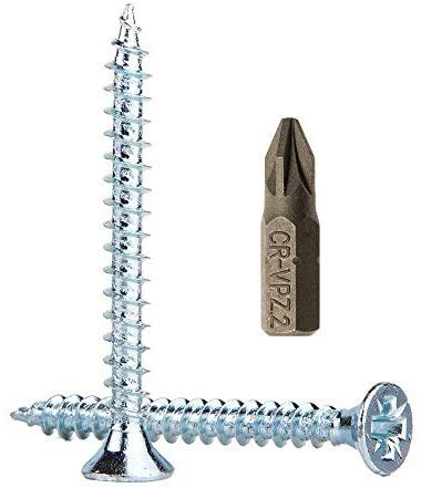 (Pack of 50 pcs) Zinc Plated Steel Wood Screws 5.0 x 50 mm, Pozi-drive Head Screws, Fasteners, Countersunk, Chipboard Screws (50)