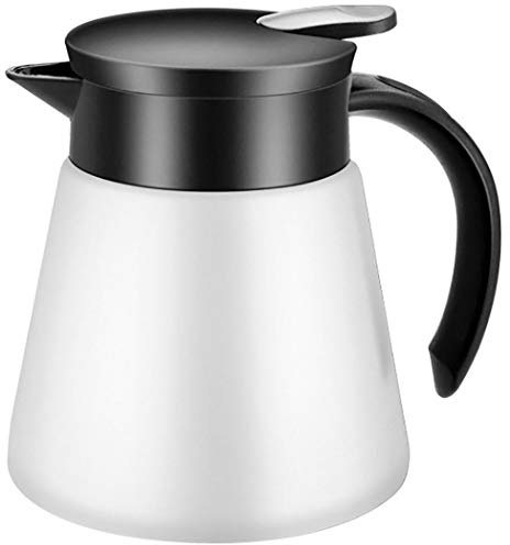 Goeielewe Thermal Coffee Carafe Tea Pot 20 Oz Stainless Steel Double Wall Vacuum Insulated Coffee Water & Beverage Dispenser White