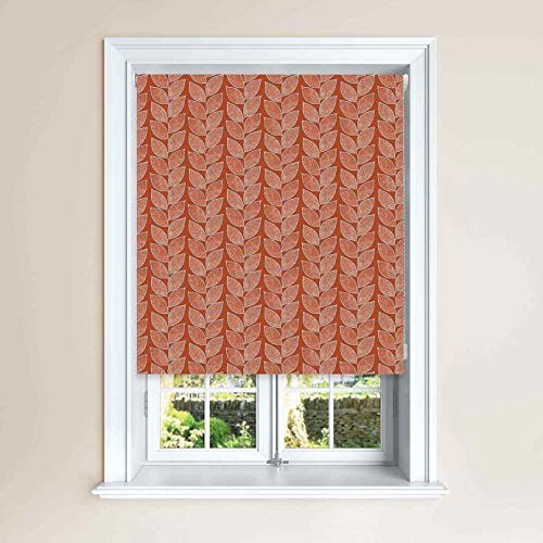 Lister Cartwright Beanstalk Leaf Patterned Roller Blinds - (120 x 140 cm) Easy to Fit Roller Blinds For Kitchen Bathroom and Bedroom Windows With Child Safety Included Made to Measure- Papaya