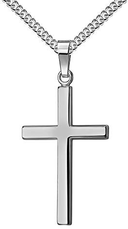 Silberkette Kreuz-Anhänger hochglanz 925 Sterlingsilber Kettenanhänger Mit Kette 50 cm