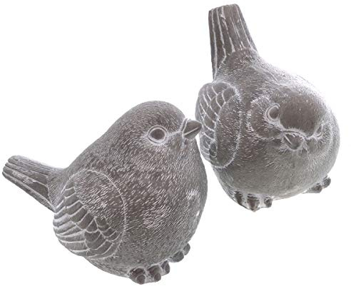 mucHome 2er-Set Dekofigur Vogel 2-Fach Sortiert Beton Grau/Weiß Gewischt H:7,5cm Tierfigur Skulptur Dekoaufsteller Tierskulptur