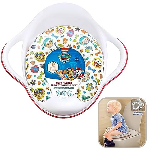 SRV Hub® Toilettensitz für Kleinkinder, 40 cm, Kunststoff, weich gepolstert, mit weichen Griffen, leicht zu reinigen (weich gepolsterter Toilettensitz Paw Patrol)