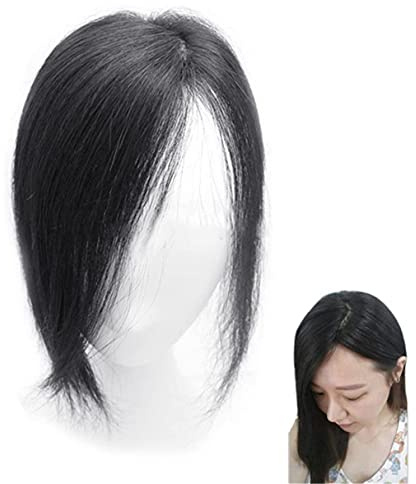 Echthaar Top Pieces Toupet für Damen Linker Scheitel Clip in Haartopper für schütteres Haar, Dunkelbraun