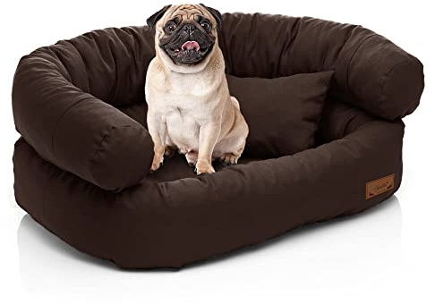 Juelle Hundebett - mittelgroße Hunde Sofa Abnehmbarer Bezug maschinenwaschbar flauschiges Bett, Hundesessel Santi S-XXL (Größe: M - 80x60cm, Dunkelbraun)
