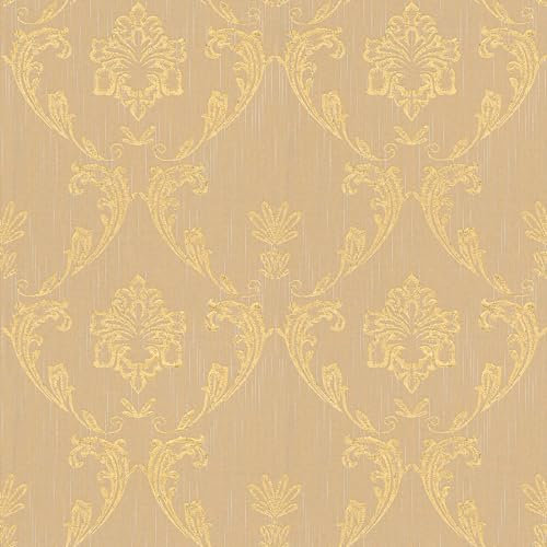 Papier peint baroque Profhome 306584-GU papier peint textile texturé au style baroque brillant or beige 5,33 m2