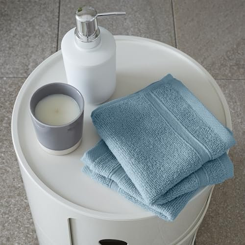 Catherine Lansfield Zero Twist Cotton 30x30cm Face Cloth Pair Blue