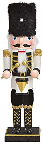 Nussknacker Figur Holz Soldat Uniform 35cm groß Weihnachten Weihnachtsdeko Deko (schwarz Fellhut)