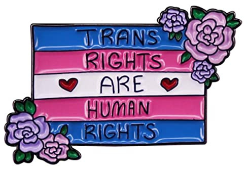 Trans Rechte Sind Menschenrechte Emaille Pin Blau Rosa Weiße Flagge Blume Abzeichen Broschen Regenbogen Flagge Broschen für Pullover Schals Kopftücher Kleider Anzüge Taschen