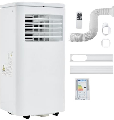 Merax 7000 BTU/h Portable Air Conditioner with Dehumidifier & Exhaust Function - Energy Class A, Remote & APP Control, 3 Modes, 24-Hour Timer - Ideal for Rooms up to 80 m³