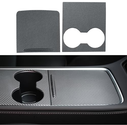 Tesheer for Tesla Center Console Wrap Kit ABS Tesla Model 3 Model Y 2021 2022 2023 Center Console Cover Matte Carbon Fiber Texture Console Trim Interior Car Wrap Decoration