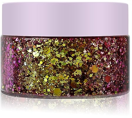 Chamäleon-Glitzer-Gel, für Gesicht, Gesicht, Körper, Glitzer, Lidschatten, Farbwechsel Glitzer-Gel unter Licht für Augen, Gesicht, Haare, Lippen und Körper, Festival Glitzer Kosmetik (#02 Gold)
