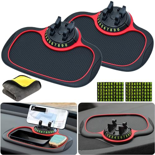 Multifunktionale Auto-Antirutschmatte Auto-Handyhalter, Auto Antirutschmatte Armaturenbrett mit Handyhalterung, Universal 360 Grad Drehbar Antirutschmatte Auto Handy (2 Stück)