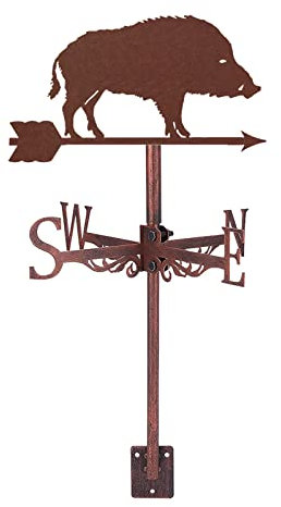 Wetterfahne aus Metall mit Schwein, Ornament, Wetterfahne, Kunstdekoration, Edelstahl, langlebig, Richtungsanzeige, Windfahne, Messwerkzeug, Garten, Hof, Dachhalterung, Bronze, Wildschwein