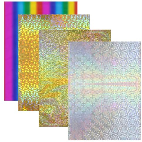 Briartw 20x29cm 4 Colors Hot Foil Paper 200 Sheets Pack Toner Reactive Foil Hot Stamping Foil Paper by Laser Printer and Laminator for Scrapbooking Craft Card Making DIY Album Decoration